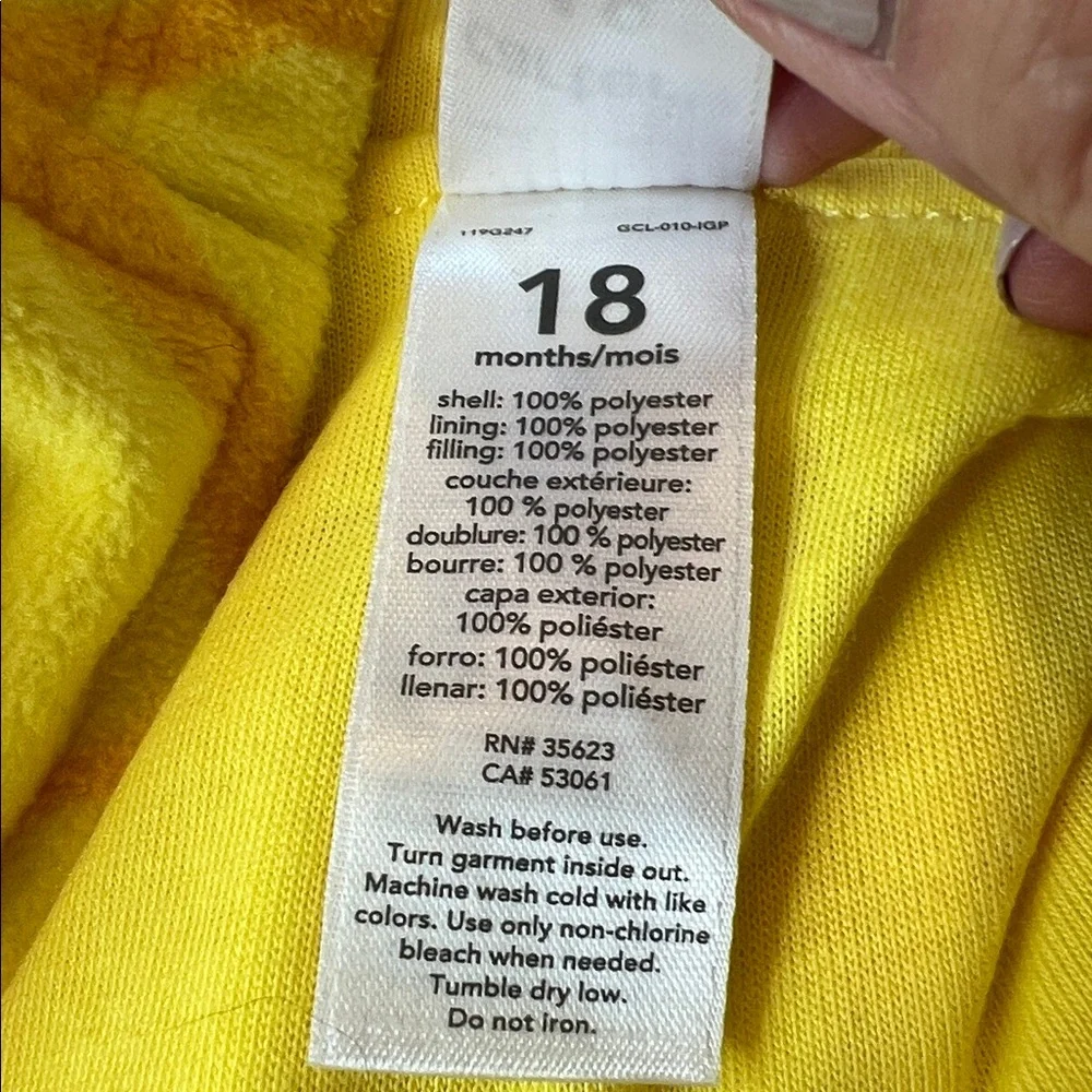 Carter's Yellow Pineapple Hooded Costume with Footed Stripe Tights 18 Months